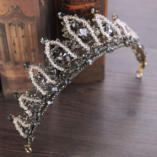DIEZI Baroque Vintage Crystal Wedding Crown Queen Tiara Bride Crown Headband Bridal Accessories Diadem Mariage Hair Jewelry
