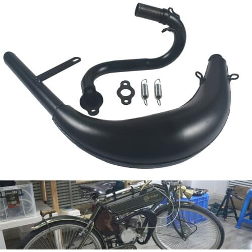Pipe Exhaust Muffler Black Fit 50 80cc 2 Stroke Bike Gas Engine Curved Exhaust Pipe Motor Bicycle Parts