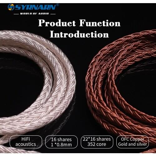 SYRNARN 16 strand line OFC copper 352 core upgrade loose Wire for 2Pin 0.78mm/MMCX/QDC headset DIY Eearphone replacement cable