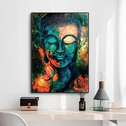 Modern Canvas Painting Lord Buddha Buddhism Posters and Prints Wall Art Picture Religion for Living Room Home Temple Decor