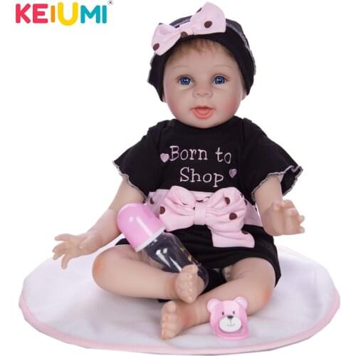 KEIUMI Reborn Baby Dolls 55 cm Fashion Soft Silicone Boneca Reborn Stuffed Cotton Body Doll 22'' Birthday Christmas Gifts