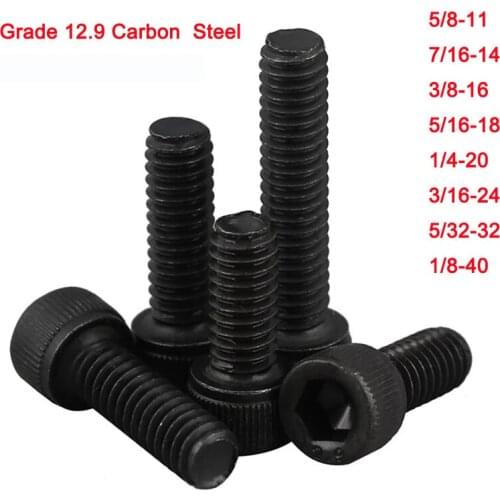 Grade 12.9 Carbon Steel British Standard Cap Allen Head Hexagon Socket Screw 5/8 7/16 3/8 5/16 1/4 3/16 5/32 1/8 Inch