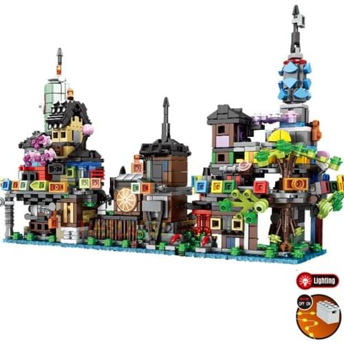 2021 New Series City Gardens Temple of Airjitzus House Village Season 15 Building Blocks Classic Model Sets Bricks Kids Kits TV