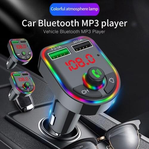 Colorful LED Bluetooth Wireless Car kit Handfree FM Transmitter Dual USB Car Charger 3.1A MP3 Music TF Card U disk AUX Player