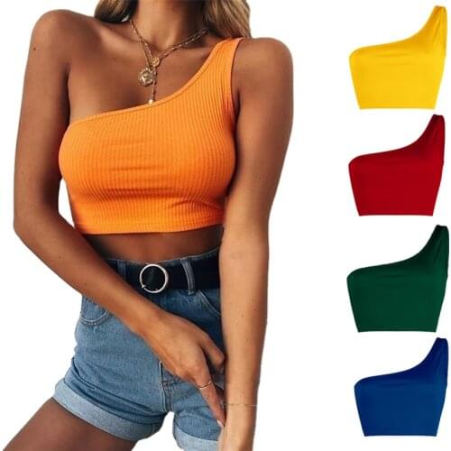 Women Tank Crop Top Seamless Underwear Female One Shoulder Crop Tops Sexy Lingerie Bandeau Tops Camisole Tanks Femme Fashion