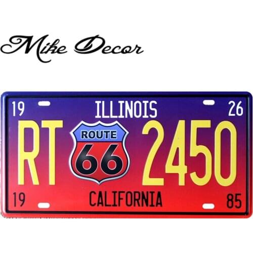 [ Mike86 ] RT2450 ROUTE 66 ILLIONIS Vintage License Plate Number Retro Art wall decor House Bar D-30 mix order 30*15 CM