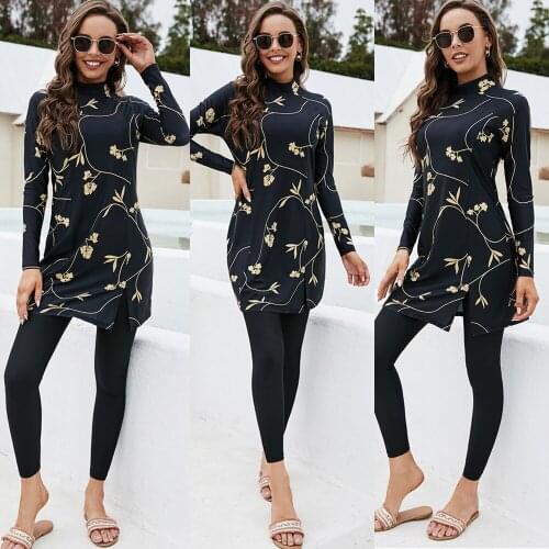 New Black Swimming Suit For Burkini Muslim Fashion Swimwear Women Swimsuit Long Sleeve Arabic Turkey Pakistani Islamic Swim Wear