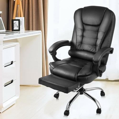 Office Chair Computer Chair Movable Free Rotating High Back Leather Executive with Footstool