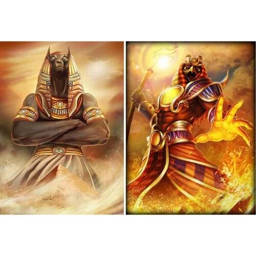 Full Diamond Embroidery Anubis and Pyramids Ancient Egypt Diamond Painting Diamond Inlaid Diamond Mosaic DIY Room Decoration