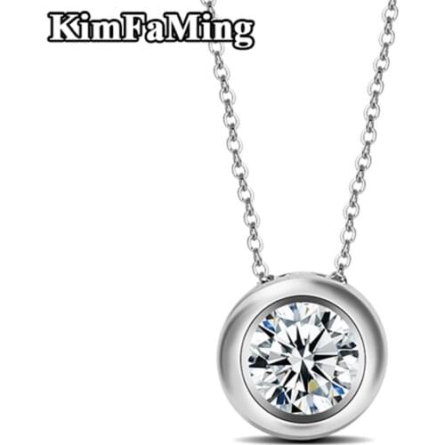 Simple Elegant Silver Solitaire Necklaces for Women Shining White/Yellow/Green/Sapphire Zircon Fine Jewelry Season Casual N052