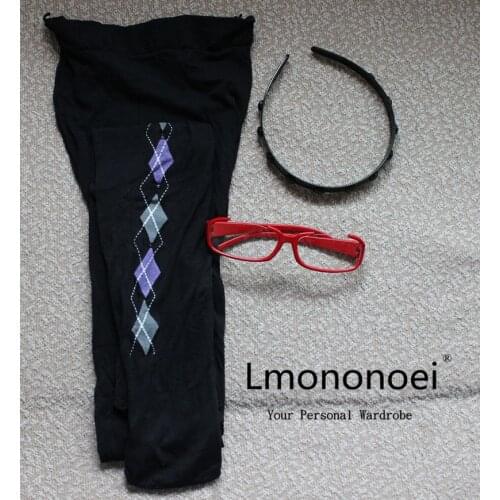 Puella Magi Madoka Magica Akemi Homura Cosplay Glasses socks headband