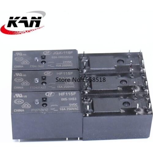 10PCS/lot Relay HF- JQX-115F- 005 012 024-1HS3 (551) 6PIN 16A 250VAC Relay
