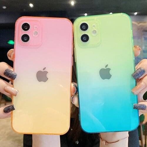 Luxury Gradient Transparent Phone Cases For iPhone 12 11 Pro Max XS Max XR X 8 7 Plus Soft Silicon Candy Color Clear Back Cover