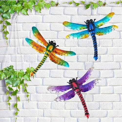 Garden Metal Dragonfly Wall Hanging Art Sculpture Crafts Ornaments Home Decor