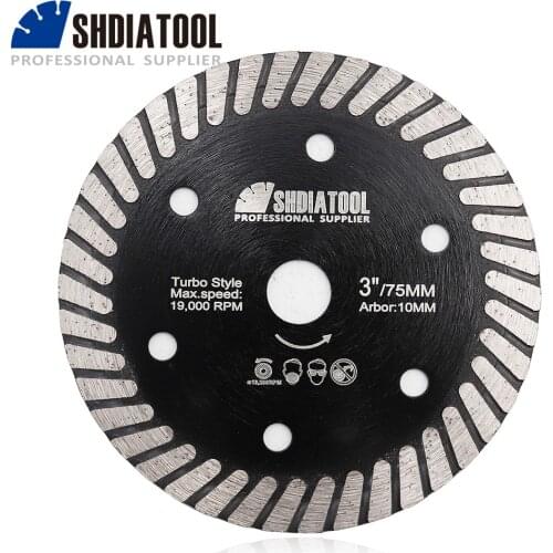SHDIATOOL 1pc 75mm Diamond Hot Pressed Ceramic Turbo Blade Fast Cutting Speed 3'' Cutting Discs For Ceramic Tile Tickness 1.1mm