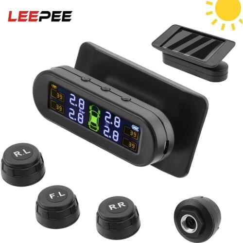 Car Tyre Pressure Monitor Solar TPMS Tire Pressure Monitoring System With 4 External Sensors Temperature Warning Fuel Save