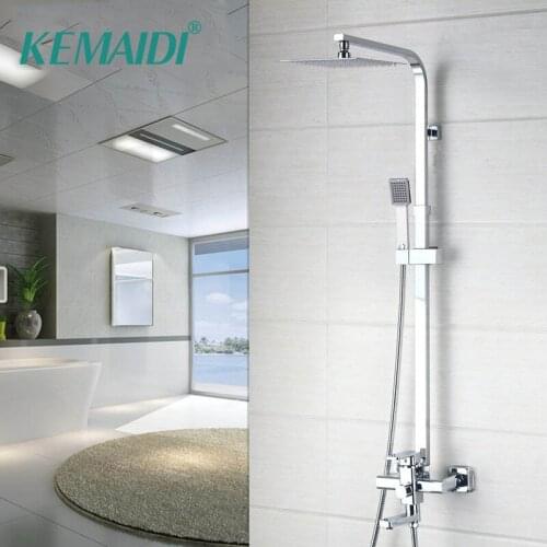 KEMAIDI 8 Inch Shower Faucet Set Shower Head 3 Function Faucet Cartridges Valve 360 Degree Rotation Tub Spout Mixer