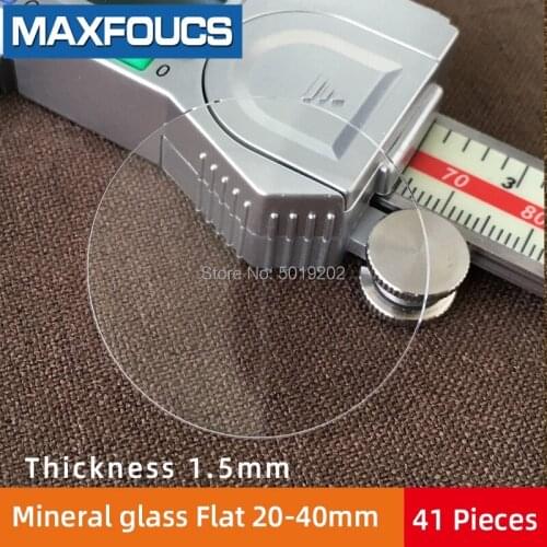 Table glass mineral glass Flat thickness 1.5 mm diameter 20 mm ~ 40mm Crystal Transparent 41 pieces in total