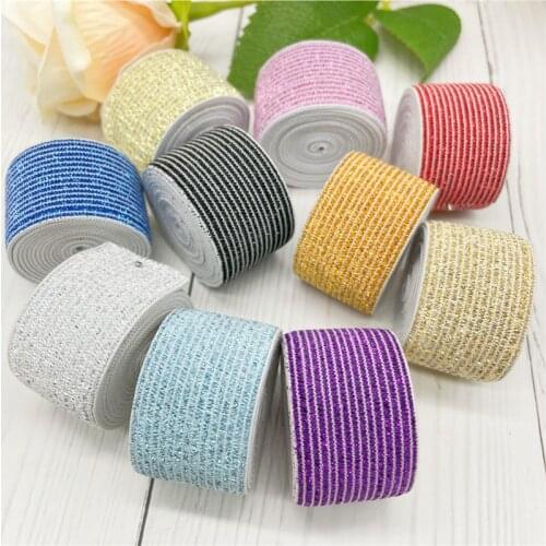Elastic Bands 25mm Glitter Colorful Hot Stamping Printed Elastic Rubber Band DIY Webbing Garment Apparel Bags Sewing Accessories