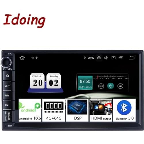 Idoing 7"PX6 Android 10 4G+64G 2Din Video Head Unit For Universal Car Multimedia Radio Player 1080P DSP GPS+Glonass 2 din no DVD