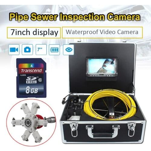 7D1 20M Sewer Waterproof Video Camera 7" LCD Screen Drain Pipeline Plumbing Inspection Camera DVR Sewage Camera 12 Led