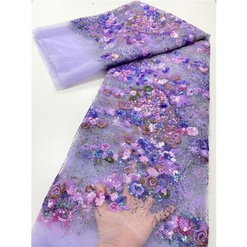 XIYA African Sequins Lace Fabrics 2021 High Quality French Lace Fabric Nigerian Tulle Lace Fabrics For Wedding Dress NI5140-2