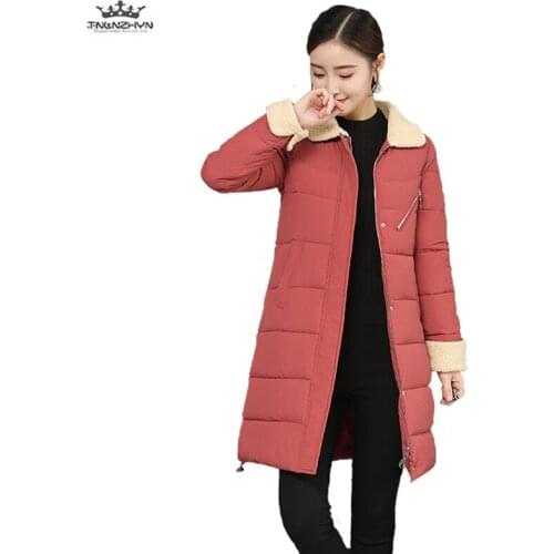 2019 Cotton clothing Coat Female Medium long Plus size Down Jacket Cotton-padded Slim Coat Women Thick Warm Winter jackets Parka
