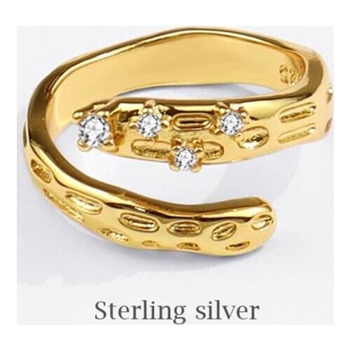 Sole Memory Crystal Shiny Cool 925 Sterling Silver Female Resizable Opening Rings SRI820