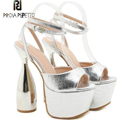 Heng Tian Gao Sexy Nightclub 17cm Super High Heel Stiletto Single Shoes Women Sandals Banquet Catwalk Car Model High Heels