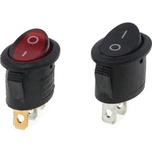10pcs KCD1 25 mm*16.5mm mini round boat rocker switch 2/3 pin ON-OFF 6A 250V 10A 125V power button switch with light