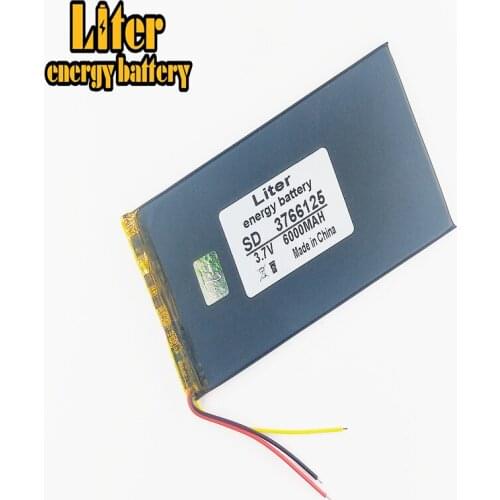 3 line 3.7V,6000mAH 3766125 Polymer lithium ion / Li-ion battery for tablet pc BANK,GPS,mp3,mp4