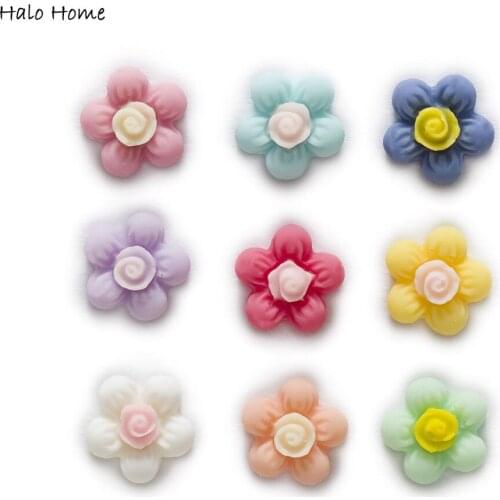 50 Piece Random Mixed Flower Resin Flatback Scrapbooking DIY Phone Decoration Card Craft Making Cabochon Embellishment 13mm