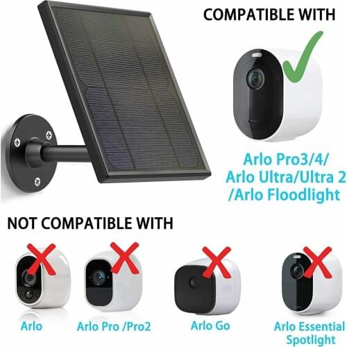 6W Solar Panel Charging for Arlo Ultra/ Ultra 2 /Arlo Pro 3/Pro 4/ Arlo Pro 3 Floodlight , Aluminum wall mount 13ft Power Cable
