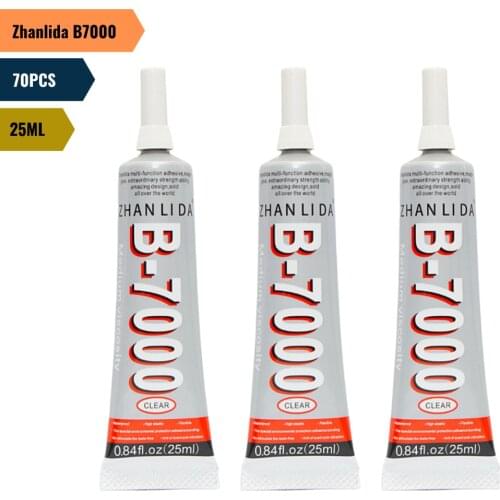 70PCS Zhanlida B7000 25ML Clear Contact Phone Frame Repair Adhesive Multipurpose DIY Jewelry Glue With Precision Applicator Tip
