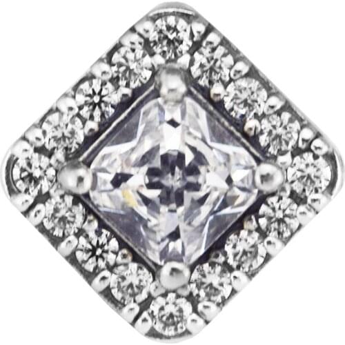 Authentic 925 Sterling Silver Clear CZ Geometric Radiance Charm Beads for Jewelry Making Fit Original Charms Bracelet Berloque