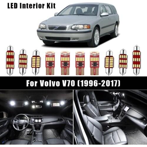 White Error Free Canbus LED Interior Reading Dome Map Light Kit For Volvo V70 License Plate Lamp Car Accessories (1996-2017)
