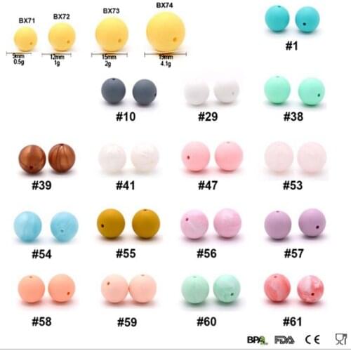 50pcs Silicone Beads 12mm Food Grade Teether Silicone Round Beads Teething Necklace Mom Nursing DIY Jewelry Baby Chew Toys