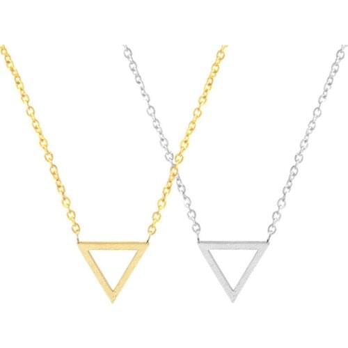 10pcs/lot Gold Triangle Necklace For Women Colar Masculino Link Chain Stainless Steel Geometric Necklace Pendant Party Jewelry