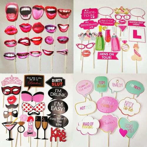 Bachelorette Party Photo Booth Funny Lip Mouth Photobooth Props Team Bride To Be Party Supplies Wedding Decoration Props