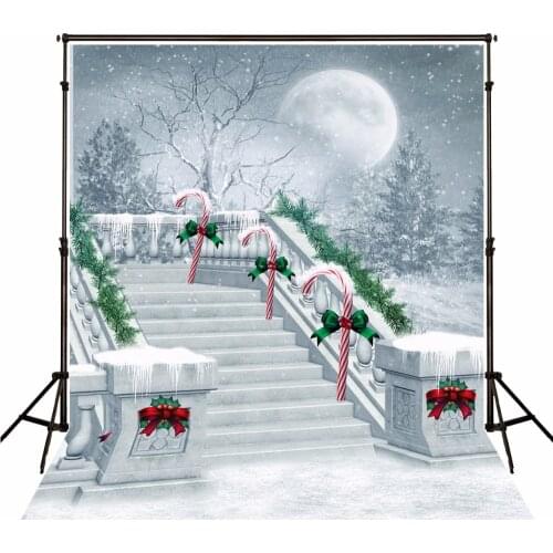 VinylBDS Christmas Photography Background Stairs Christmas Tree Backdrop Snowflake Happy New Year For Children Photo Studio