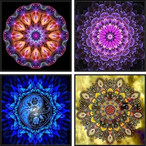 Blooming Mandala Collection - Counted Cross Stitch Kits - Handmade Needlework For Embroidery 14 ct Aida Cross Stitch Sets Color