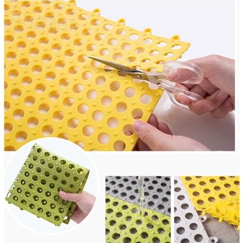 Cuttable Soft PVC Non-Slip Tile Splicing Waterproof Mat Drain Pool Shower Bath Kitchen Cushion 30x30cm Mats Bathroom Products