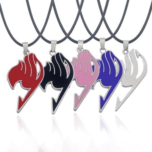 Fashion Anime Fairy Tail Magician Enchanter Guild Logo Pendant Leather Rope Chain Charm Choker Statement Necklace Dropshipping