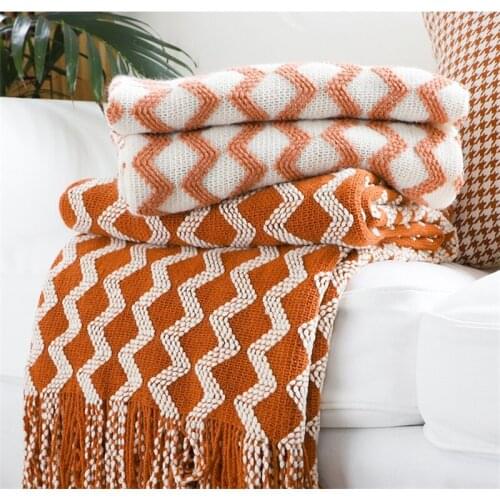 130X170cm Fashionable Knitted Geometry Sofa Throw Modern style Couch Blanket Soft Bed Runner ins photographic Throw Blanket