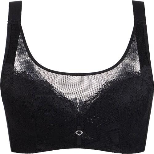 2021 new womens ultra-thin large chest small bra without steel ring gathered adjustable underwear high-end large size