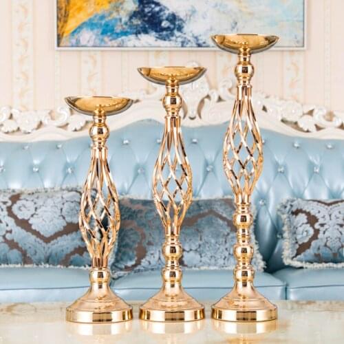 New Twist Candlestick Table Flower Column Display Plating Metal Standing Candle Holder Stand for Wedding Party Birthday Events