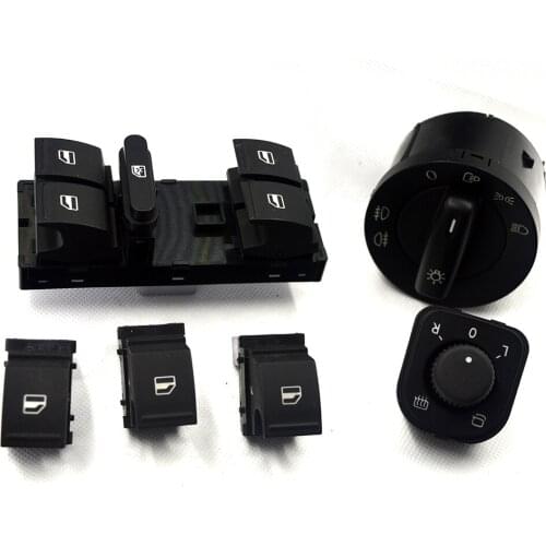 New Power Mirror Switch Headlight Switch Window Switch Button 6PCS/SET For Volkswagen VW Jetta MK5 golf 5 6 tiguan passat b6 CC