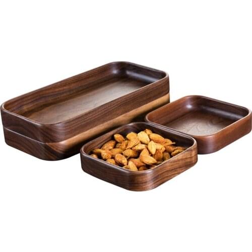 Dry fruit tray black walnut solid wood household creative original wood Japanese nut box tea snack tray