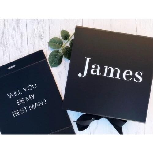 Personalized Wedding Gift Box,，Will you be my maid of honor box,black ,write Engagement.page boy ,Birthday gift box,Christening