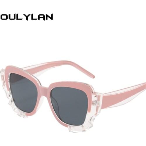 Oulylan Sexy Cat Eye Sunglasses for Women Trendy Crystal Mirror Sunglass Men Vintage Irregular Sun Glasses Black Shades UV400